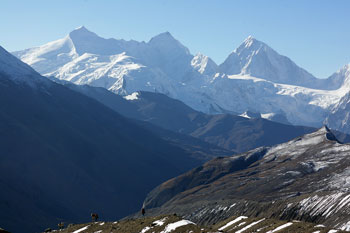 Descente vers Phu face au 7000 hymalayens